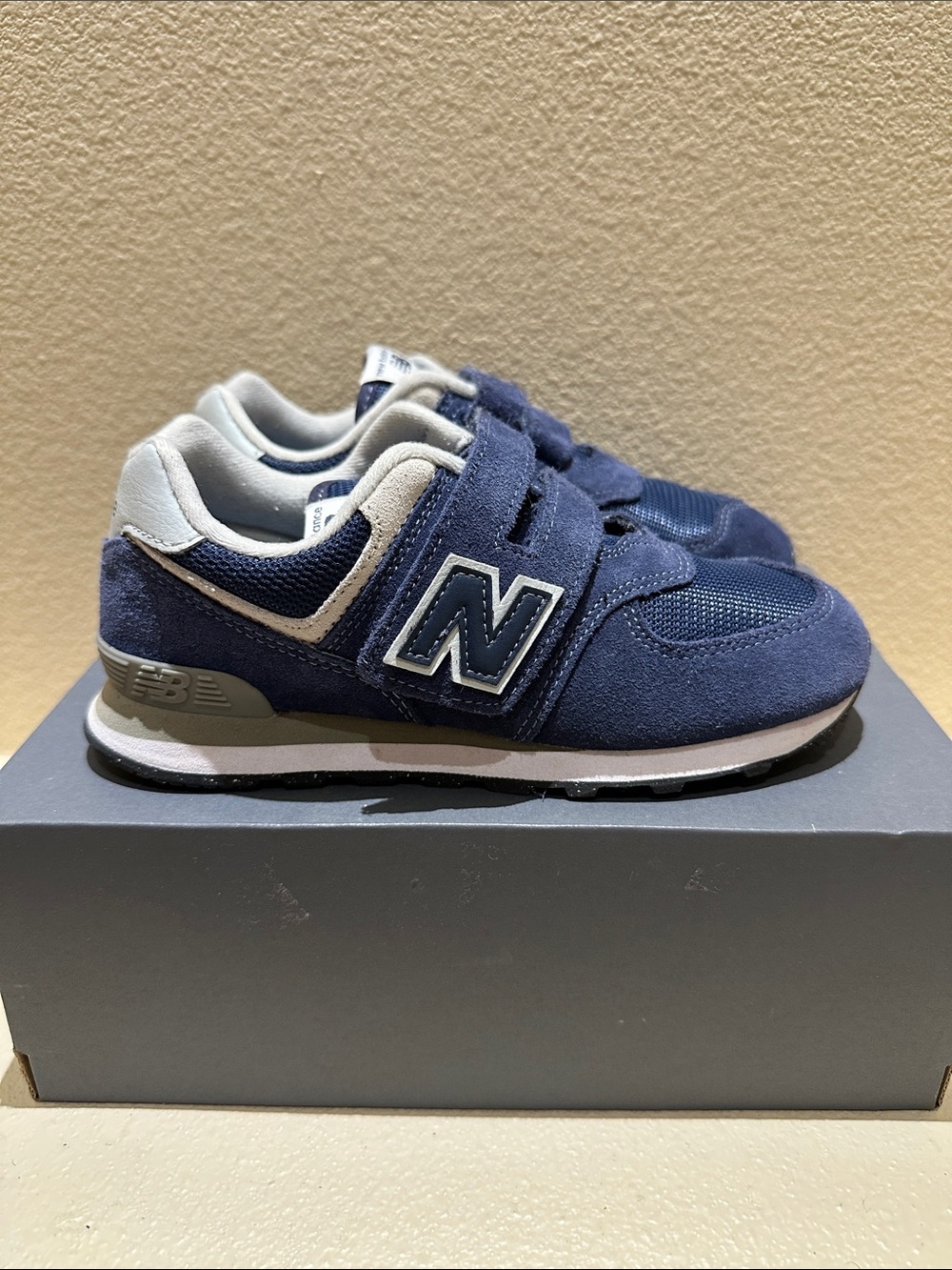 New Balance Kids Navy and Gray Velcro Sneakers